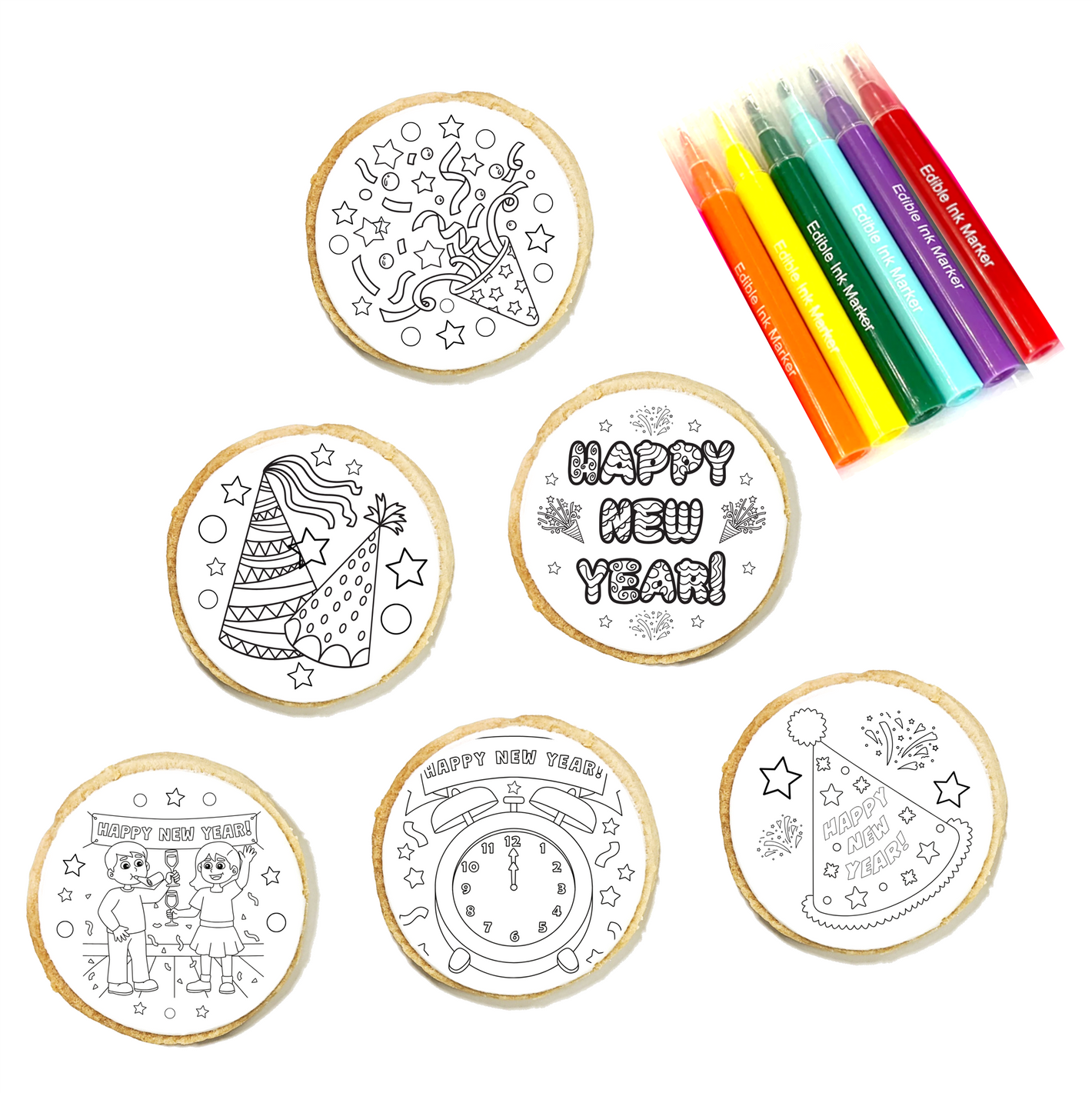 New Year Cookie Coloring Kit 6-Pack