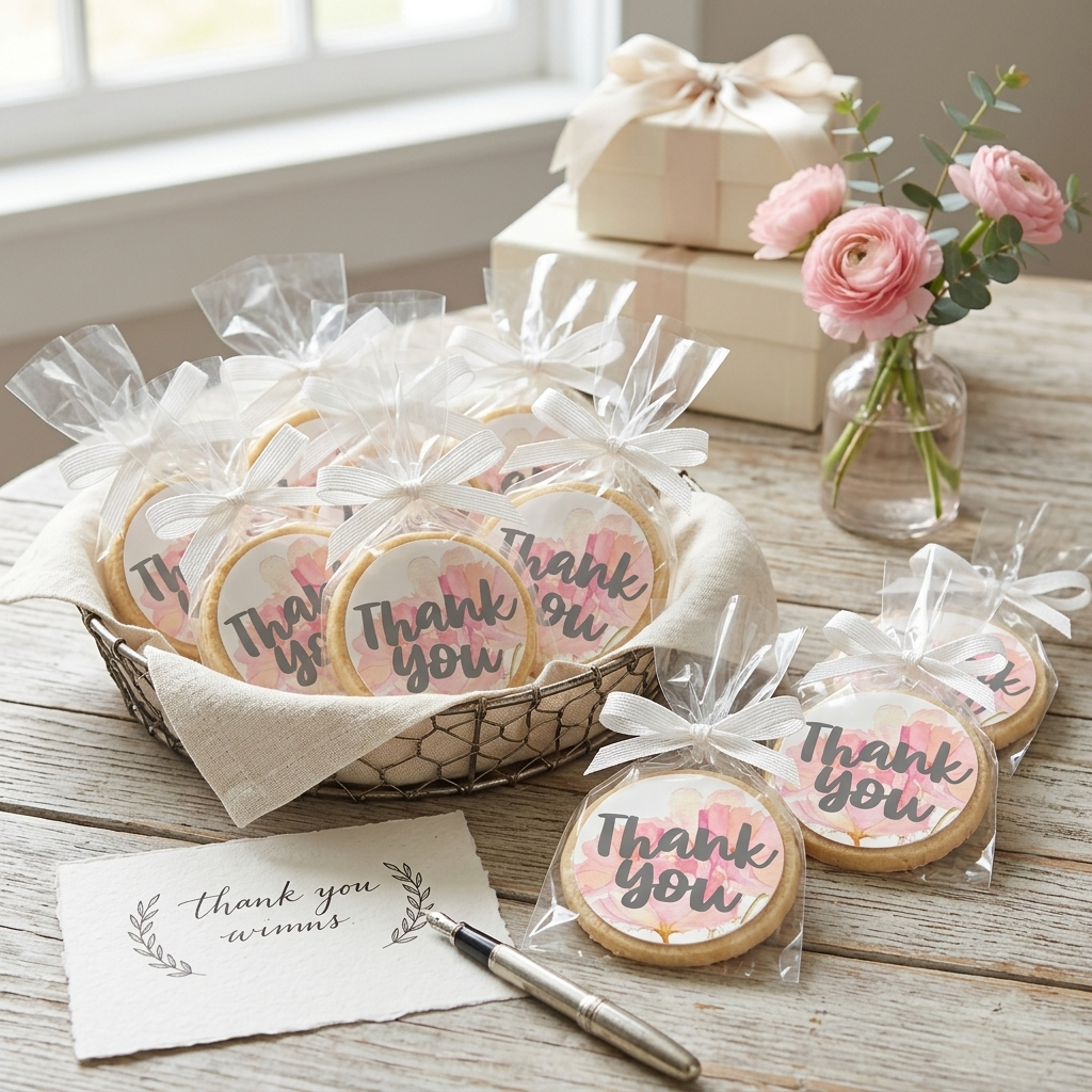 Pink Floral Thank You Cookies