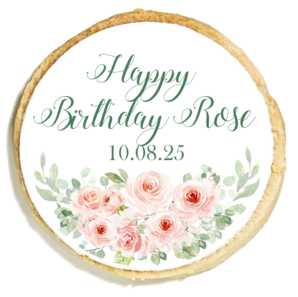 Pink Rose Birthday Cookies