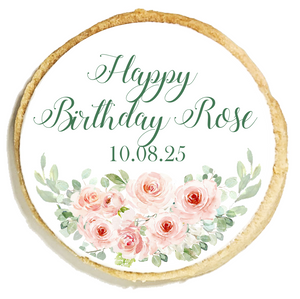 Pink Rose Birthday Cookies