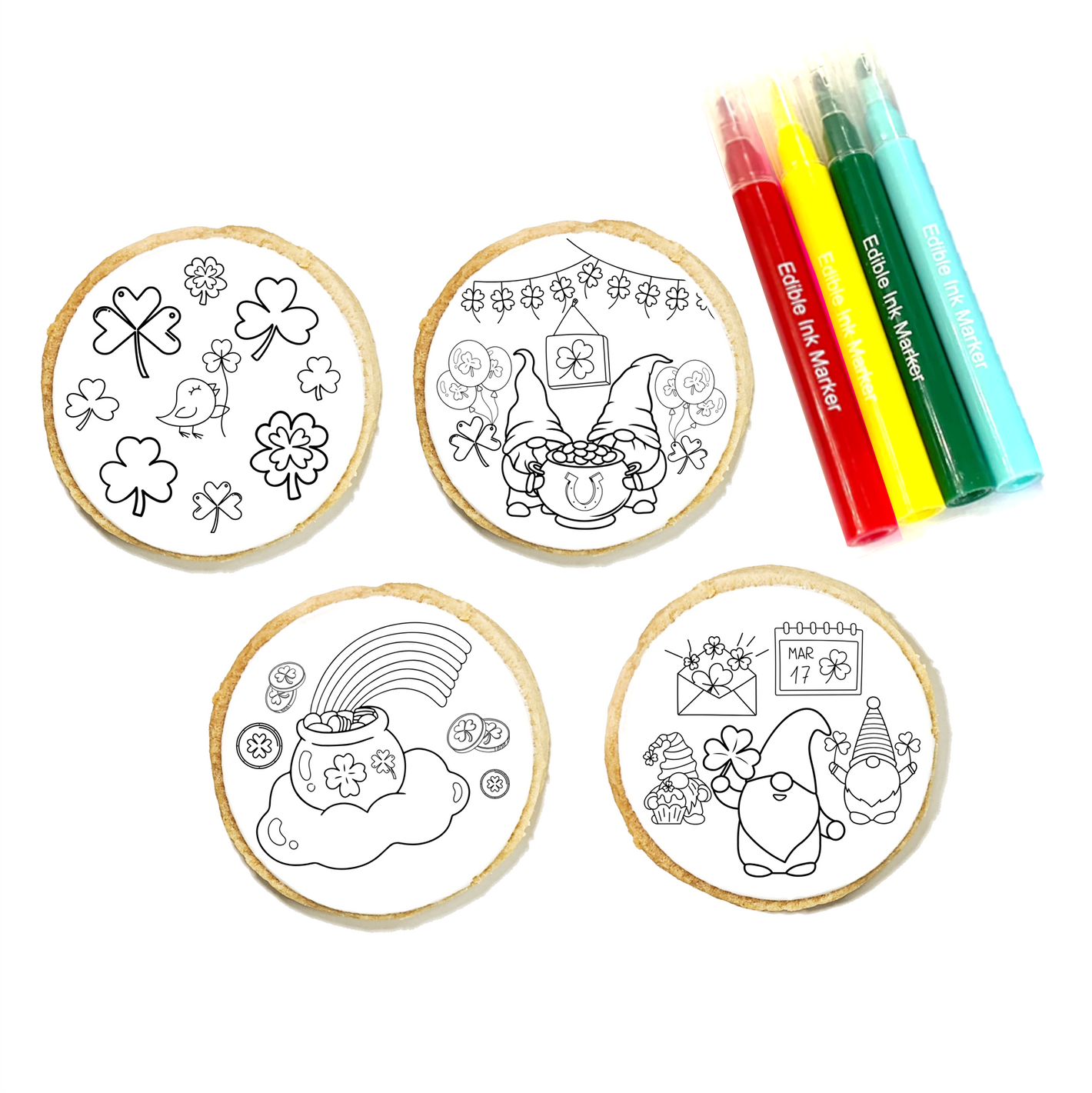 St. Patrick's Day Cookie Coloring Kit 4-Pack