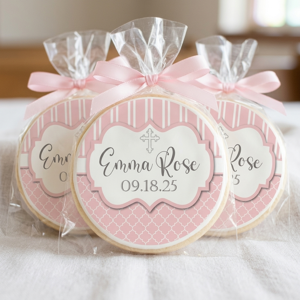 Pink Damask Cross Cookies