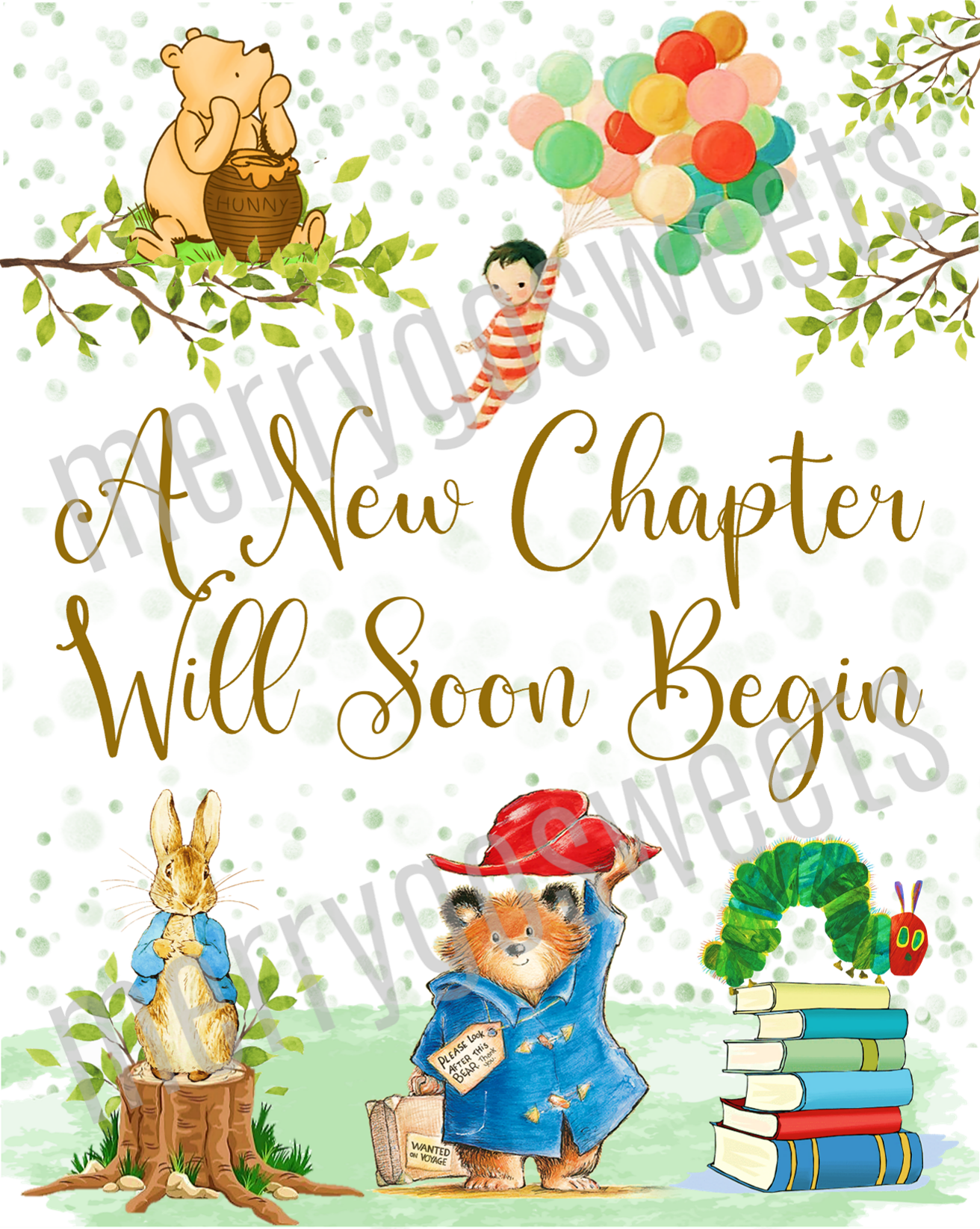 A New Chapter Will Soon Begin Storybook Inspired Cake Topper