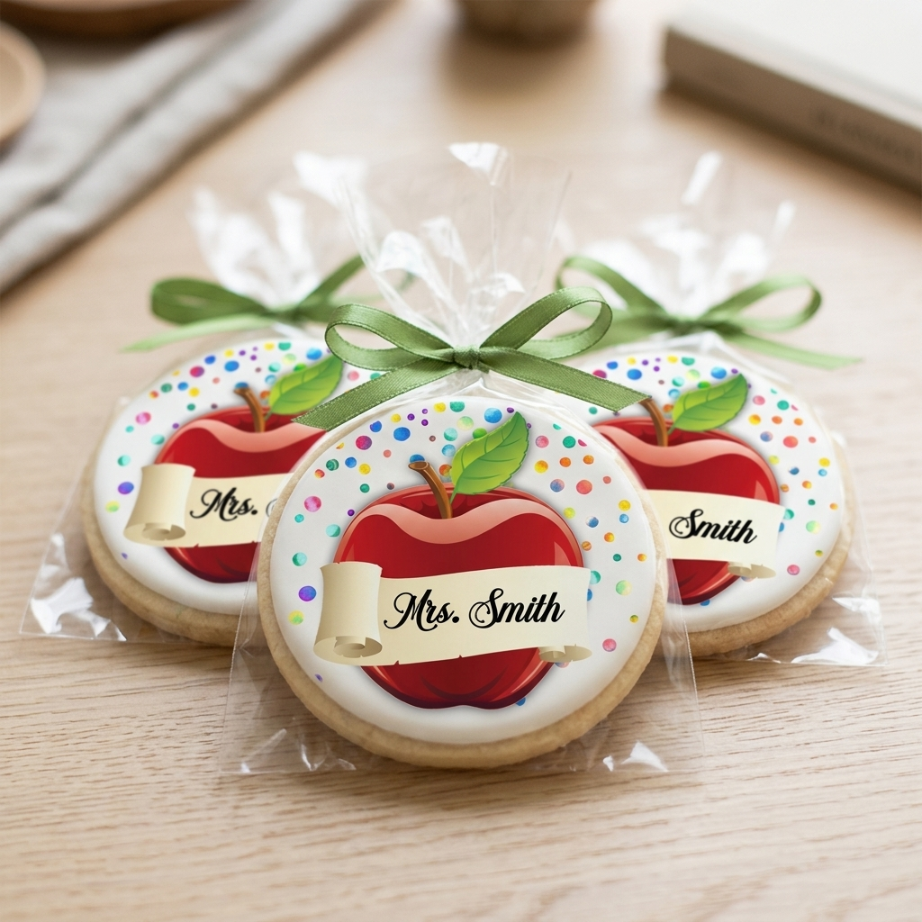 Personalized Teacher Apple Cookies
