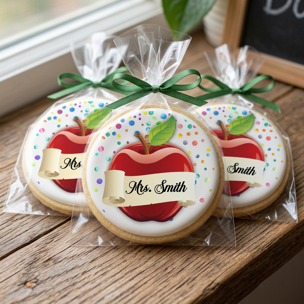 Personalized Teacher Apple Cookies
