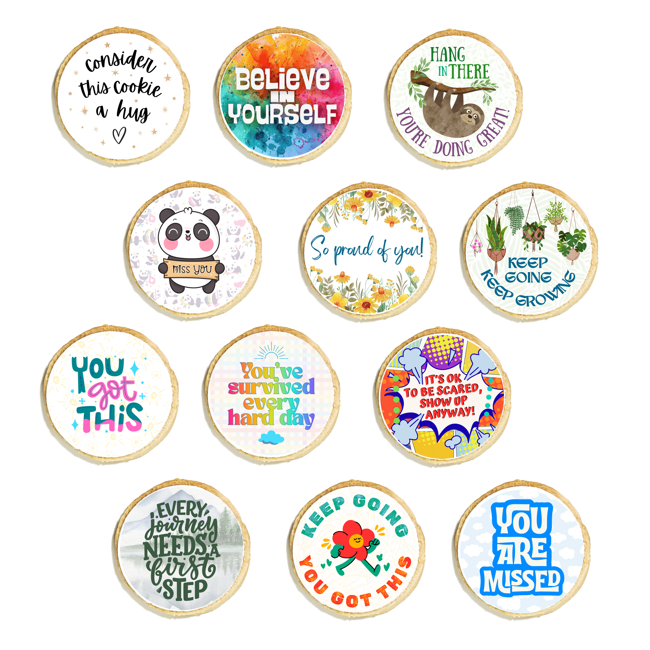 College Care Package of Cookies with Encouraging and Thoughtful Quotes