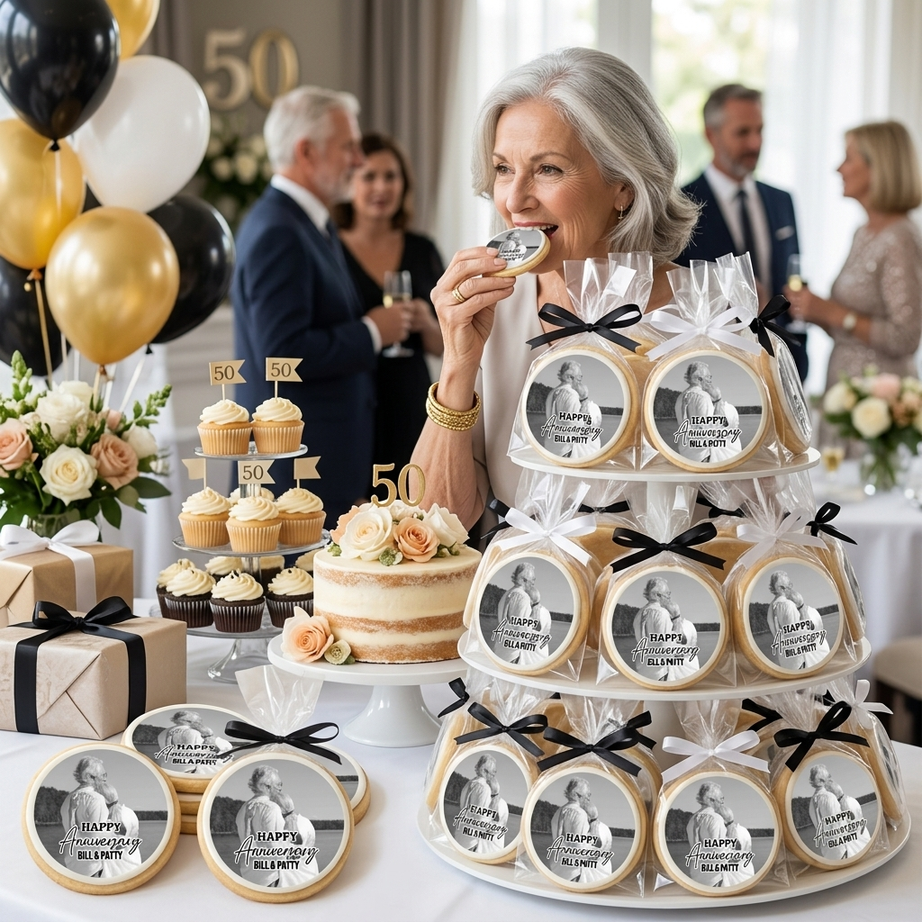 Anniversary Photo Cookies with Custom Text