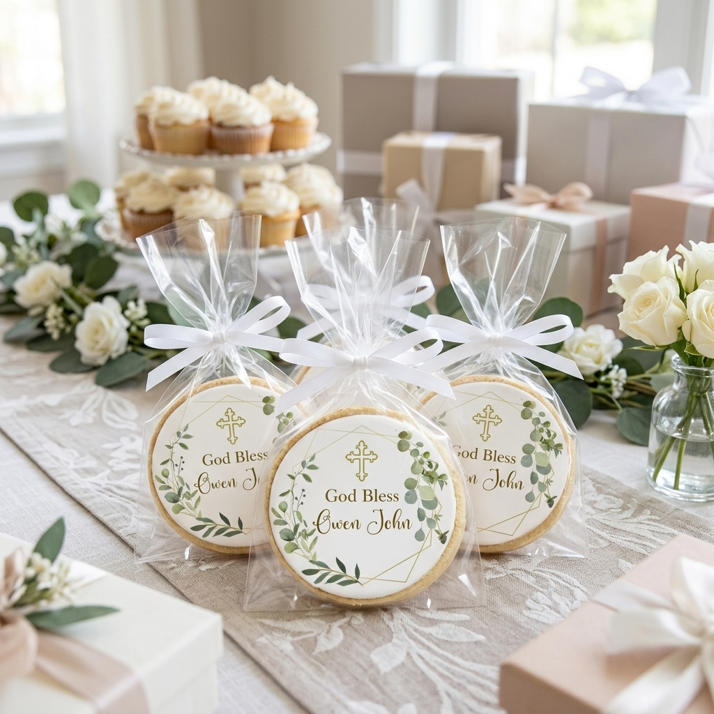 Geometric Botanical Cross Cookies
