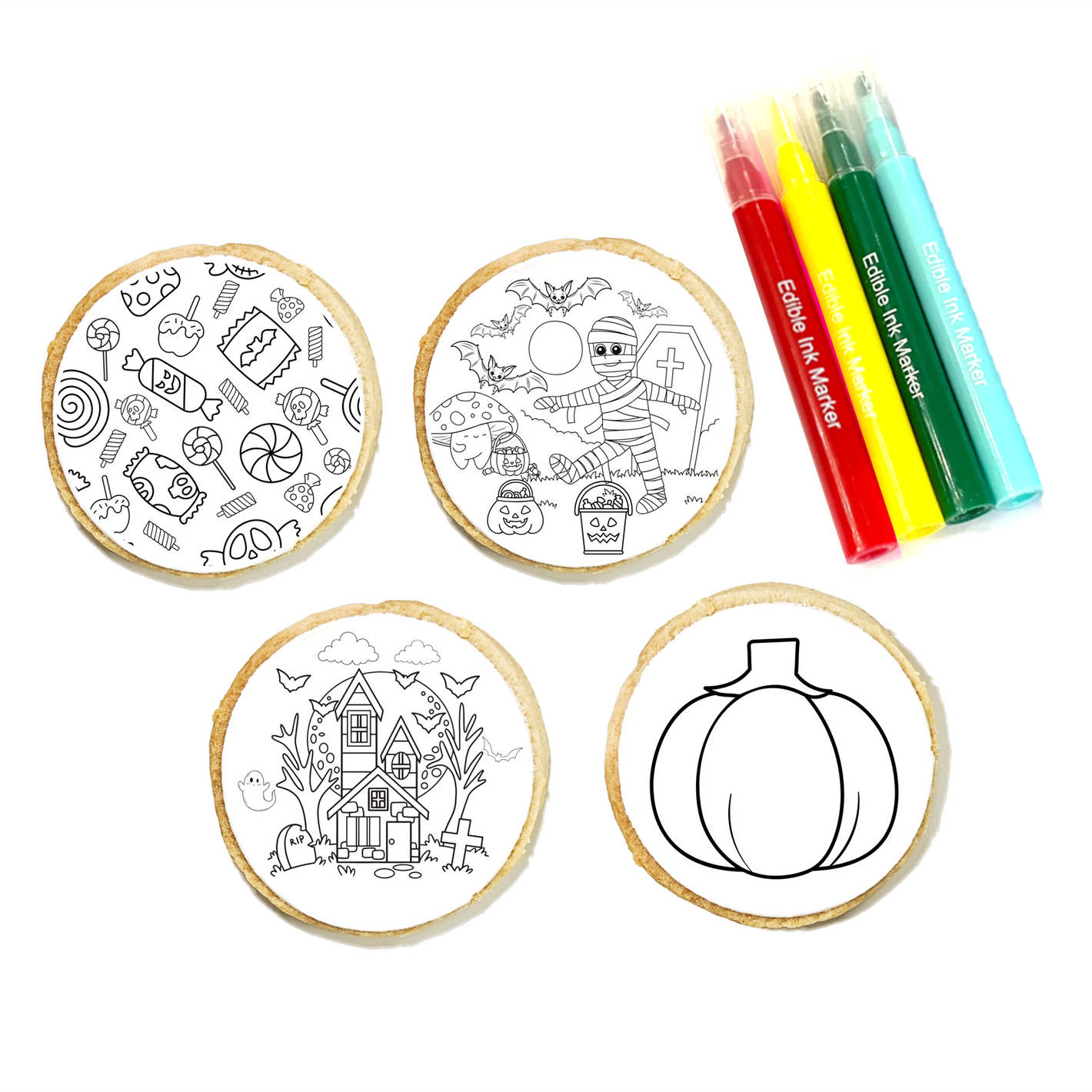 Halloween Cookie Coloring Kit 4-Pack