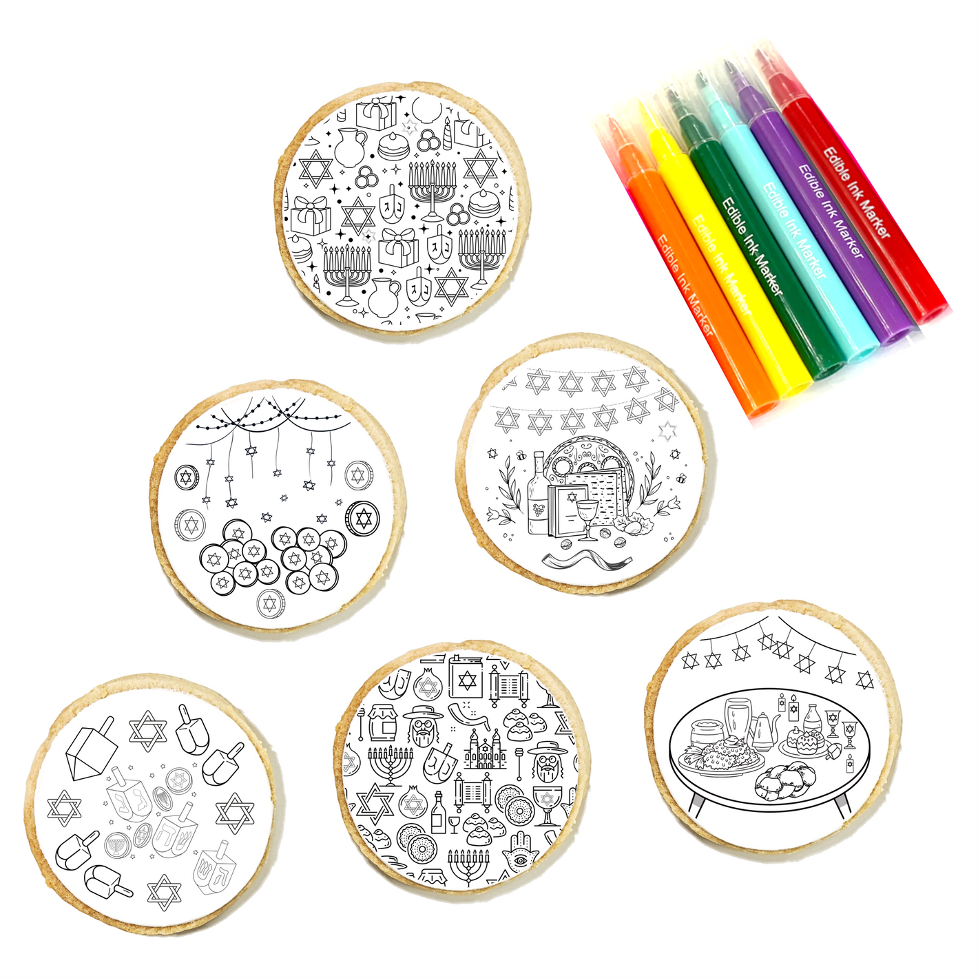 Hanukkah Cookie Coloring Kit 6-Pack