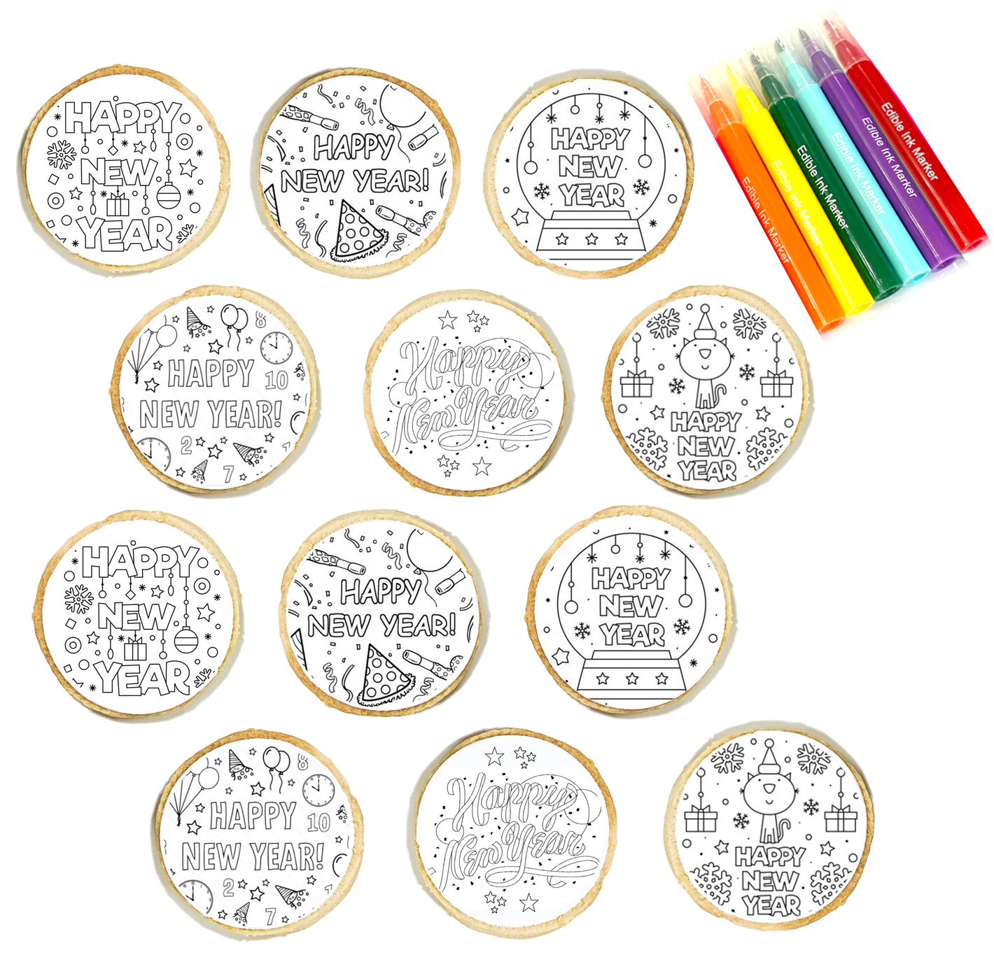 New Year Cookie Coloring Kit