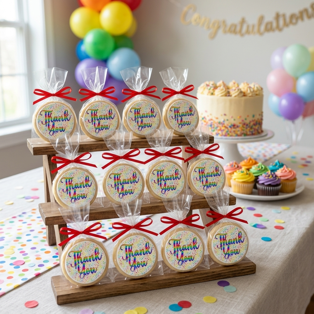 Rainbow Confetti Thank You Cookies