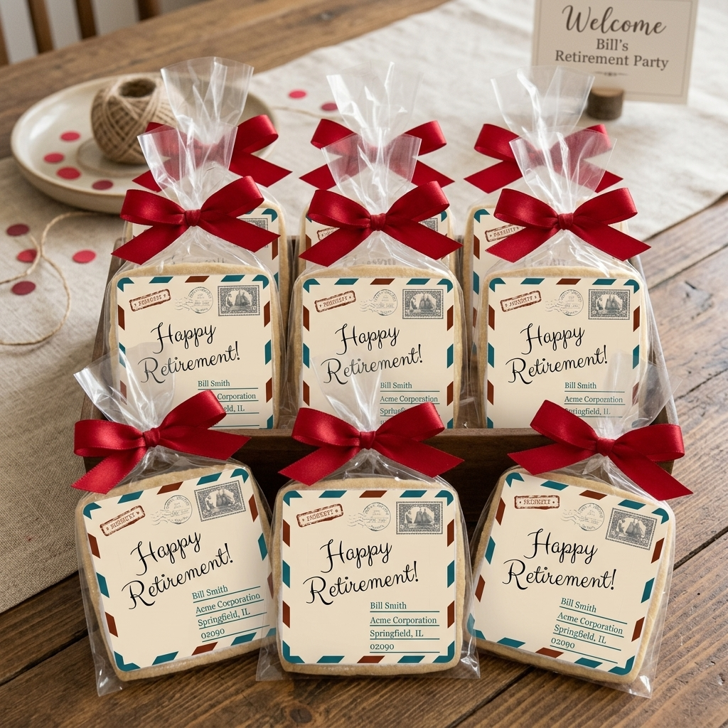 Postcard Retirement Cookies