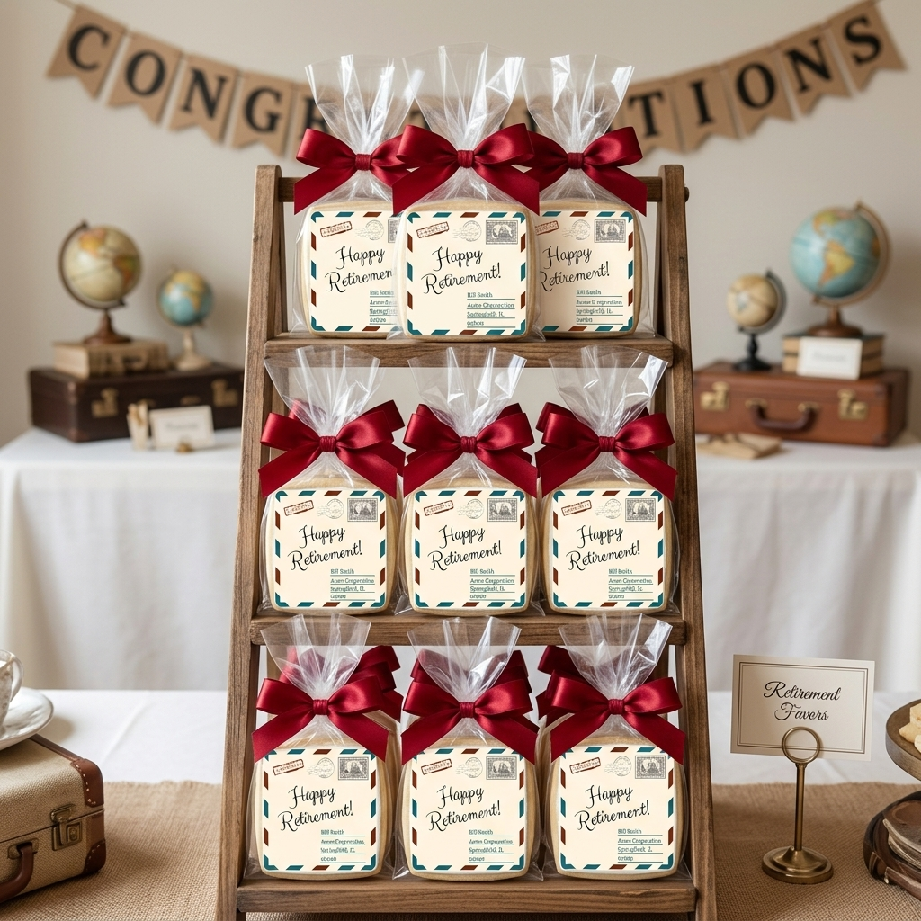 Postcard Retirement Cookies