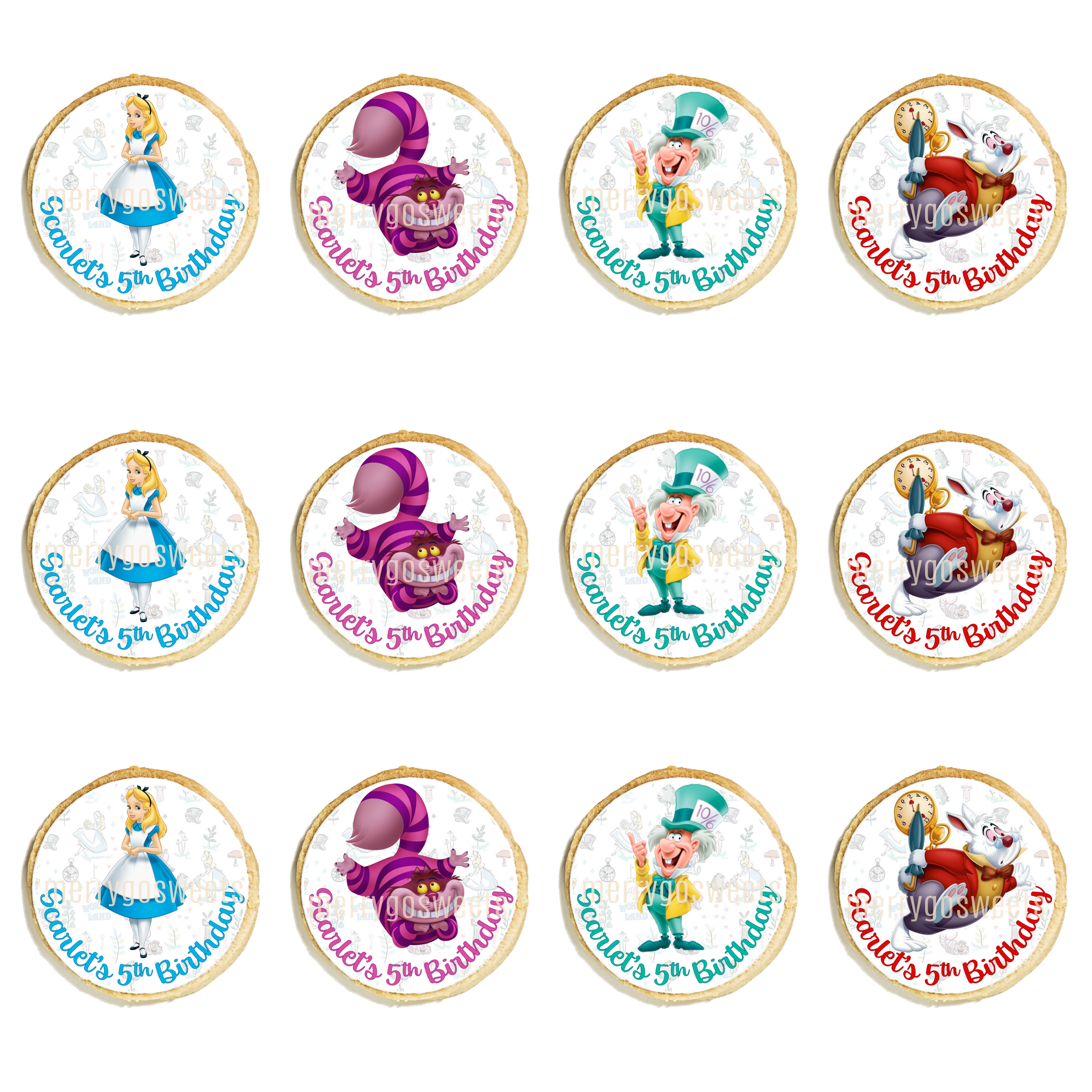 Alice in Wonderland Character Cookies