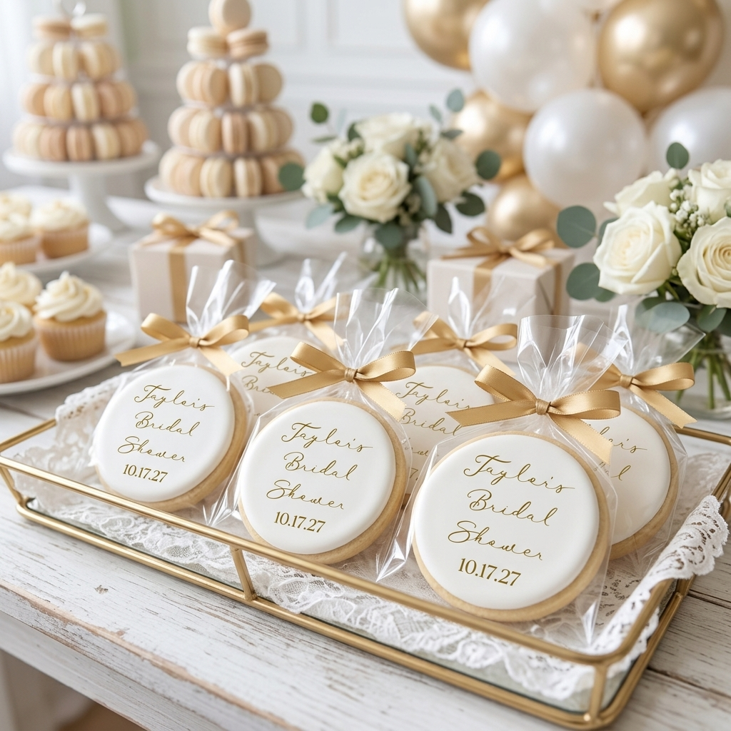 Simple White and Gold Cookies