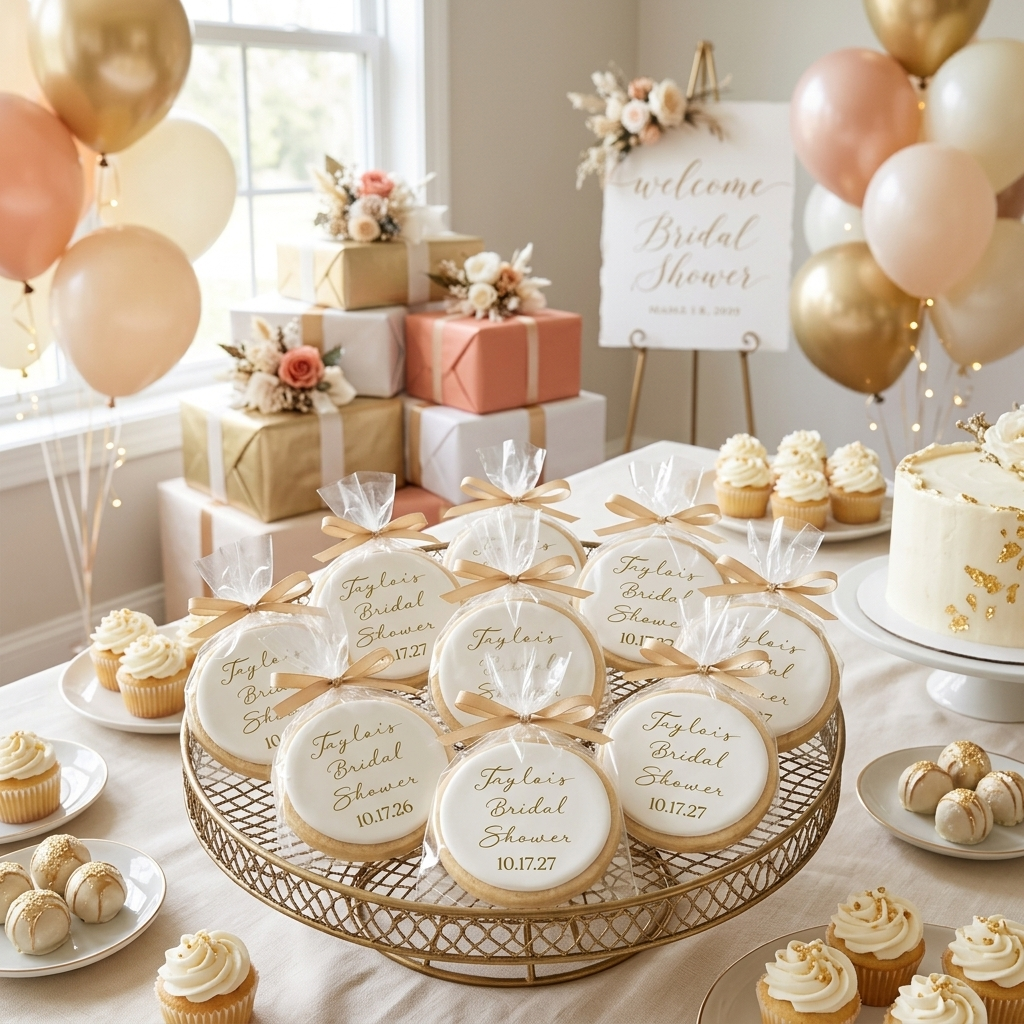 Simple White and Gold Cookies