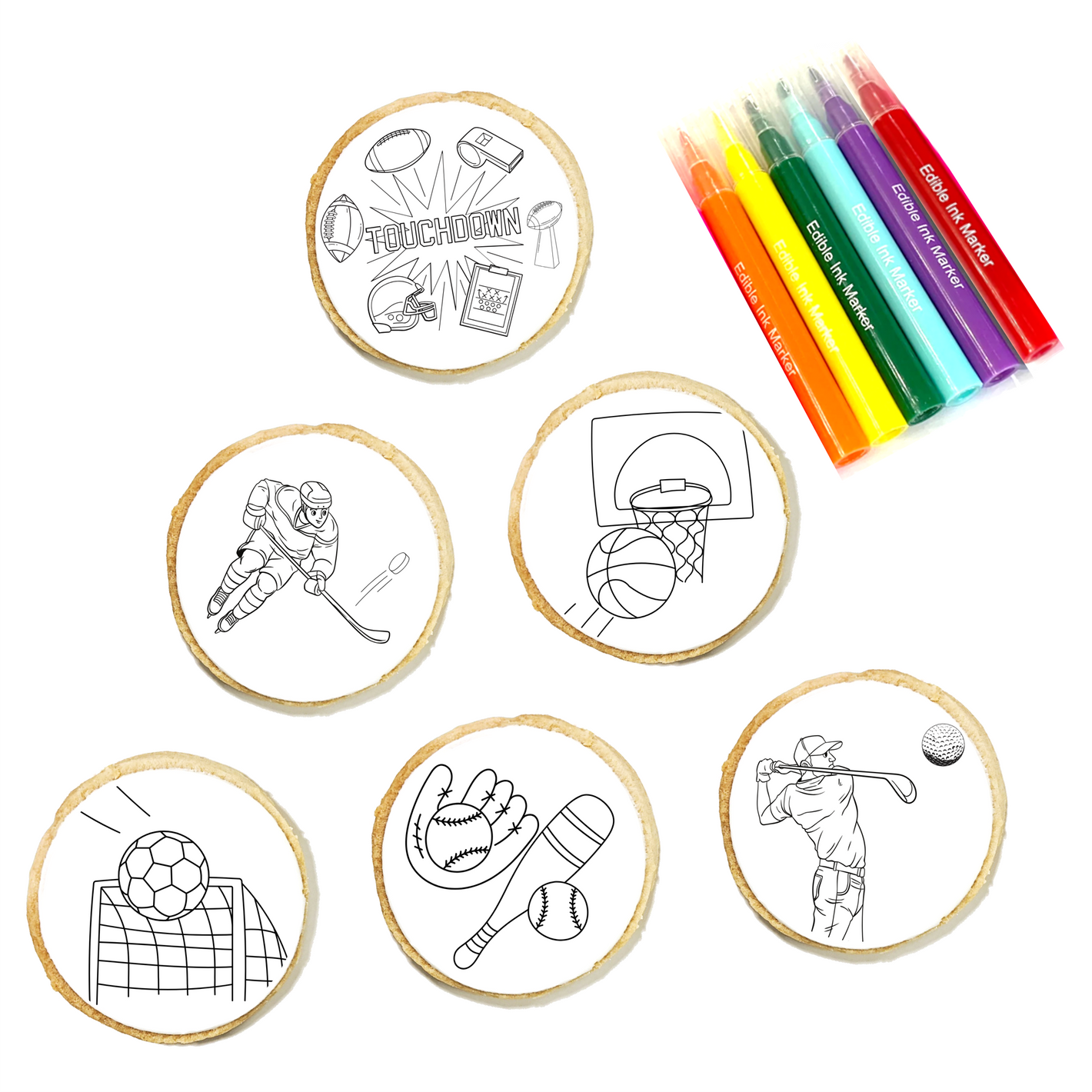 Sports Cookie Coloring Kit 6-Pack