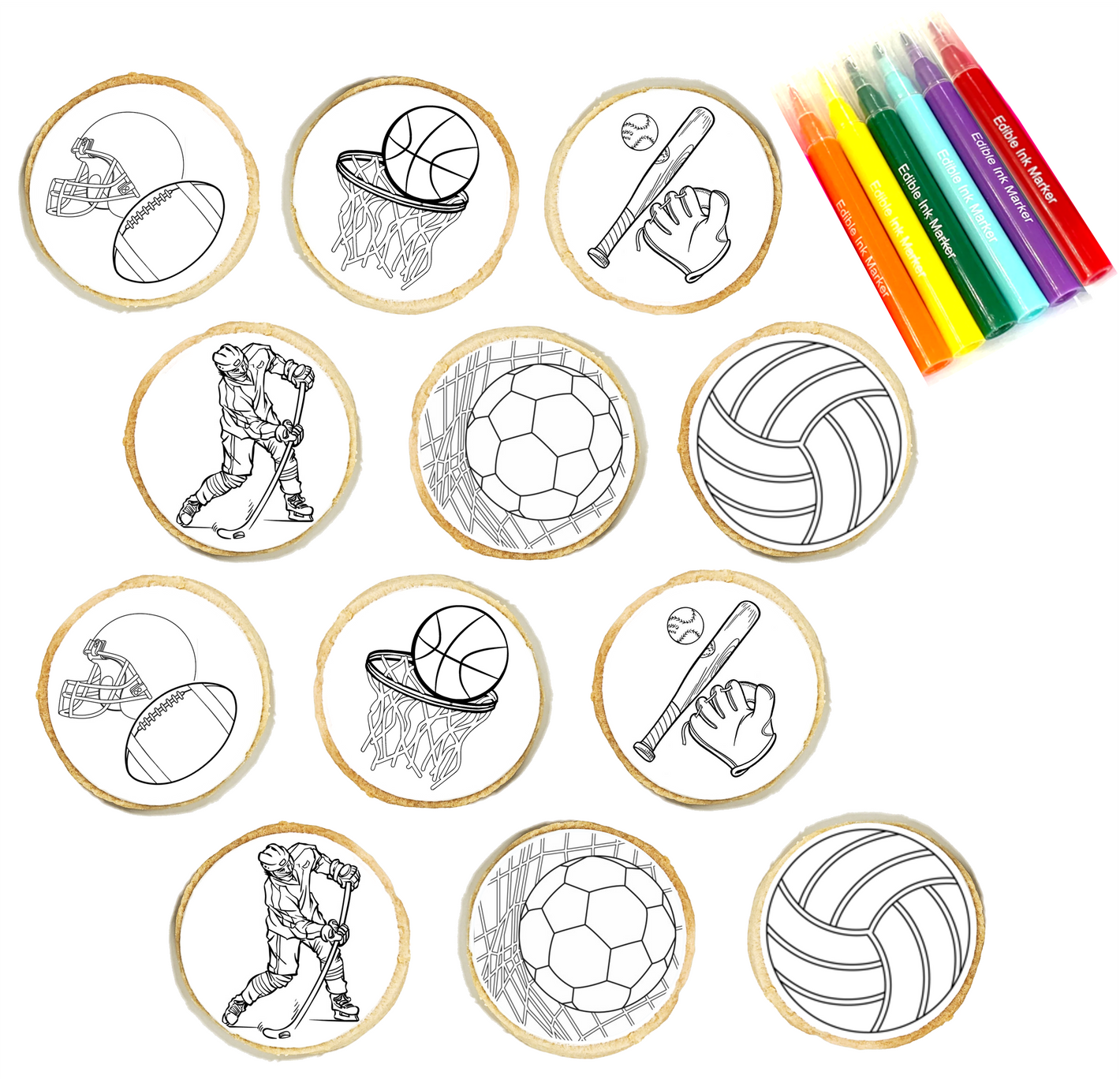 Sports Cookie Coloring Kit