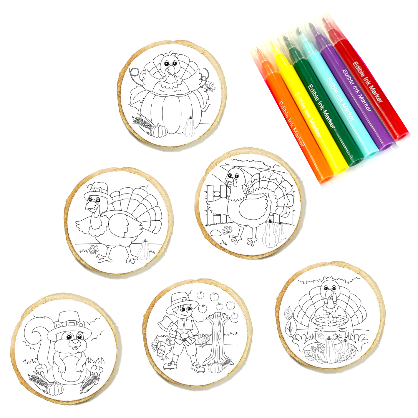 Thanksgiving Cookie Coloring Kit 6-Pack