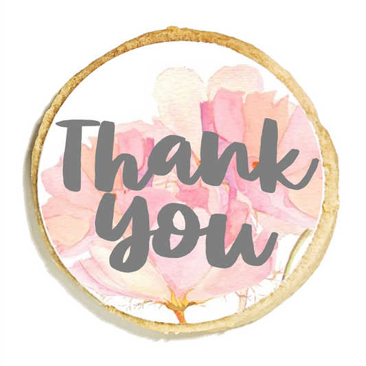 Pink Floral Thank You Cookies