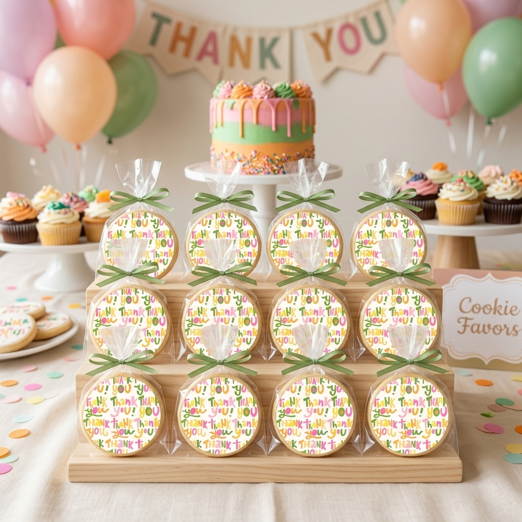 Pinks and Greens Thank You Cookies