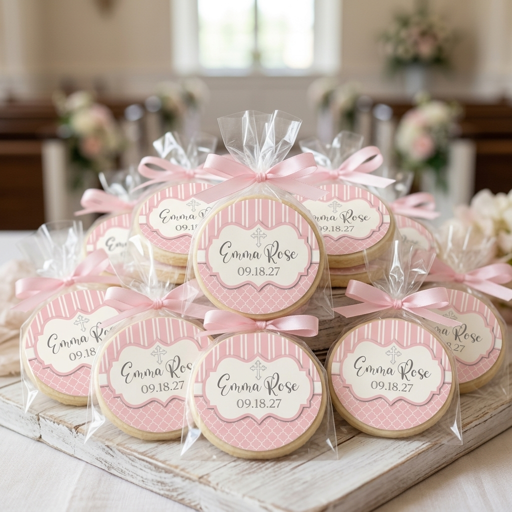 Pink Trellis Cross Cookies