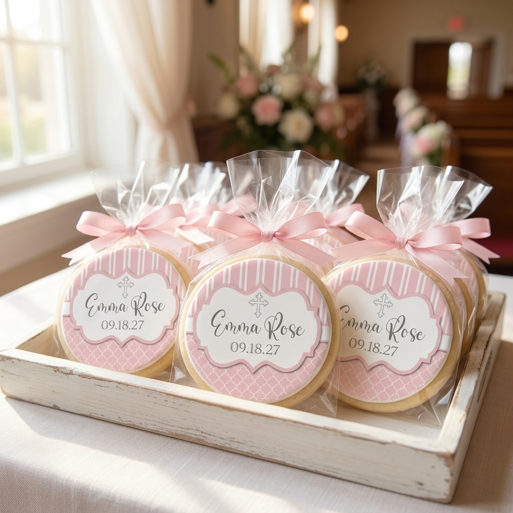Pink Damask Cross Cookies
