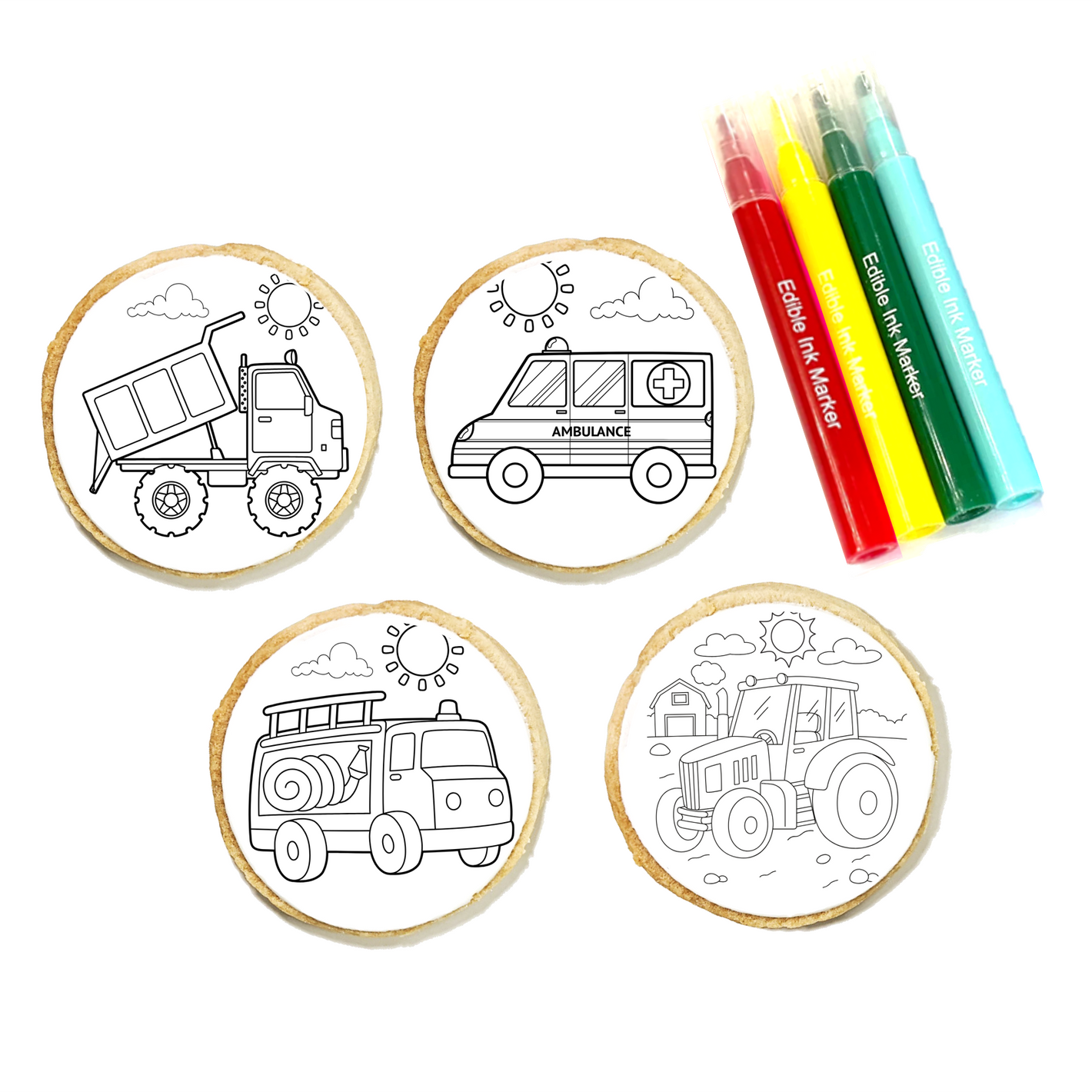 Truck Cookie Coloring Kit 4-Pack