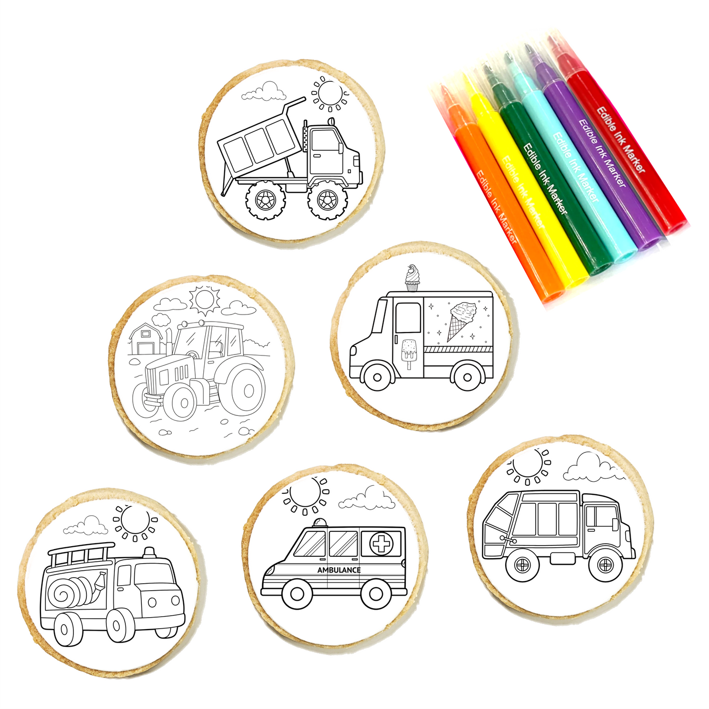 Truck Cookie Coloring Kit 6-Pack