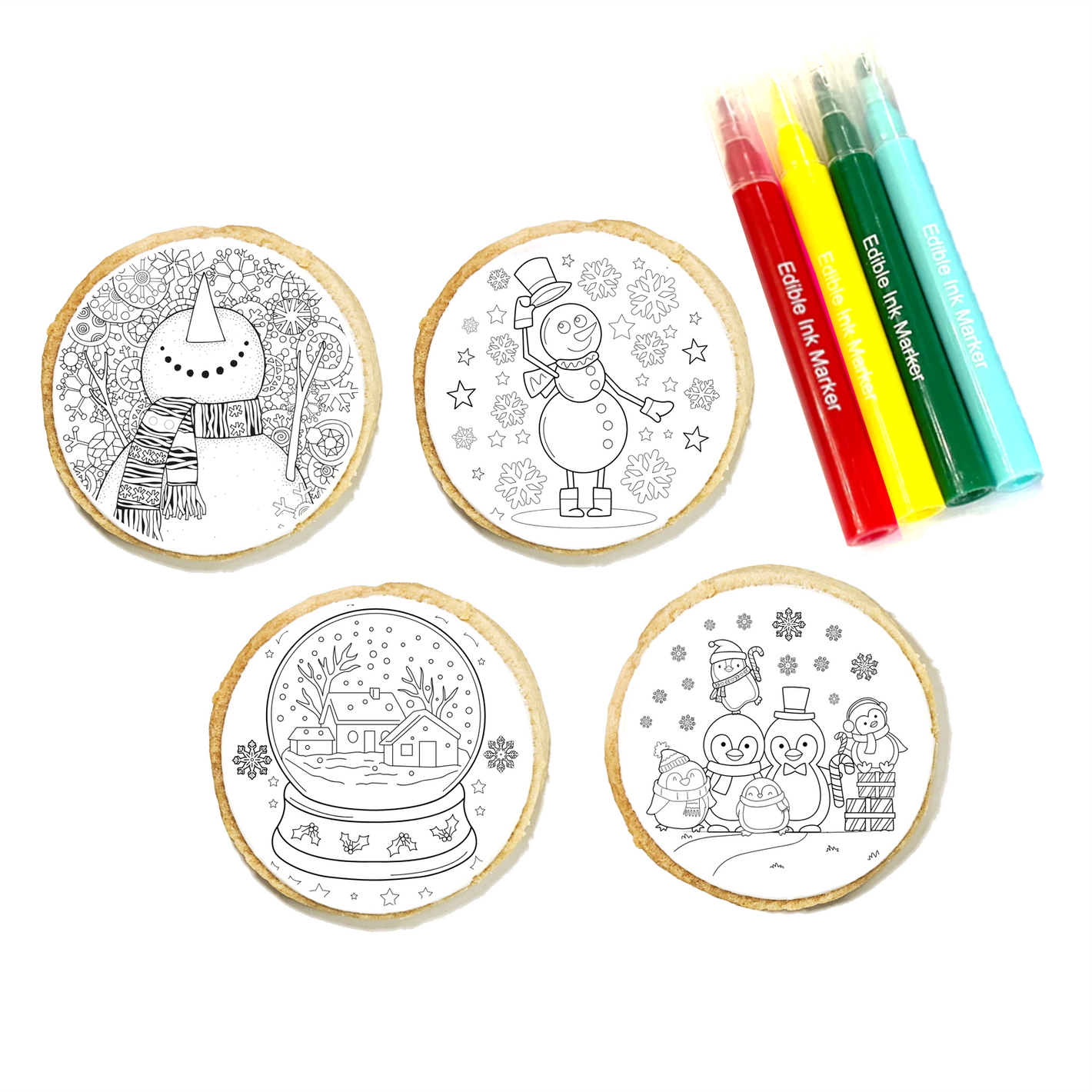 Winter Cookie Coloring Kit 4-Pack