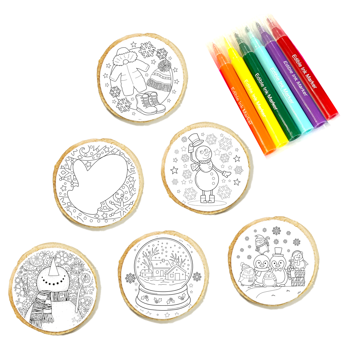 Winter Cookie Coloring Kit 6-Pack